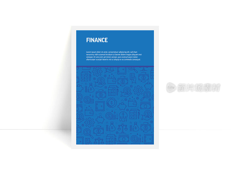 Vector Set of Design Templates and Elements for Finance in Trendy Linear Style - Pattern with Linear Icons Related to Finance - Minimalist Cover, Poster Design